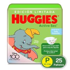 PAÑALES HUGGIES ACTIVE SEC DISNEY TALLA P 25UN